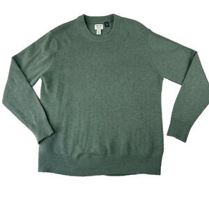 H&M Essentials No 10 Sweater Mens L Green Long Sleeve Knit Wool Blend Crewneck